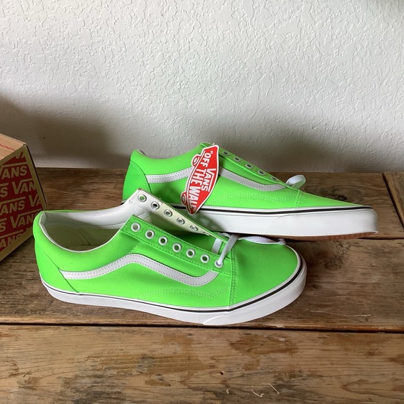 Men’s Vans Old Skool Neon NWT, size 11.5 - Green Gecko/Tr White - Picture 2 of 9